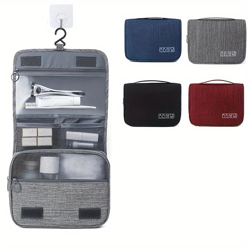 Wall-Mounted Travel Toiletry & Cosmetic Organizer — Hanging Bathroom Storage Bag