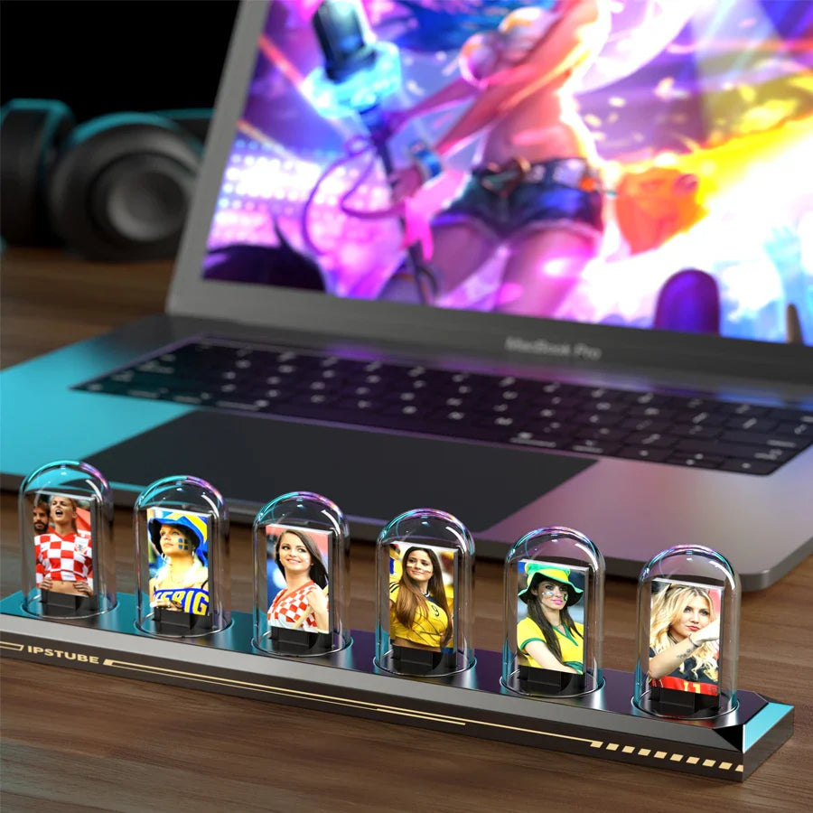 Nixie-Style IPS Tube Clock — RGB LED Night Light, Smart App & Wi‑Fi Control, DIY Display, Weather & Photo Album for Bedroom