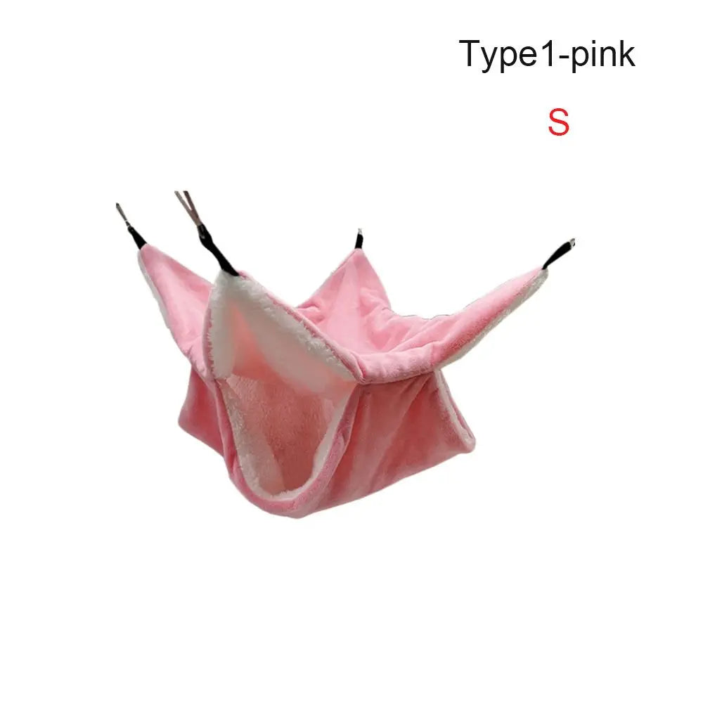 Plush Double-Layer Small Pet Hammock — Hanging Cage Bed for Hamsters, Rats, Squirrels & Sugar Gliders (Small 7.87×7.87 in / 20×20 cm; Large 13.78×13.78 in / 34×34 cm)