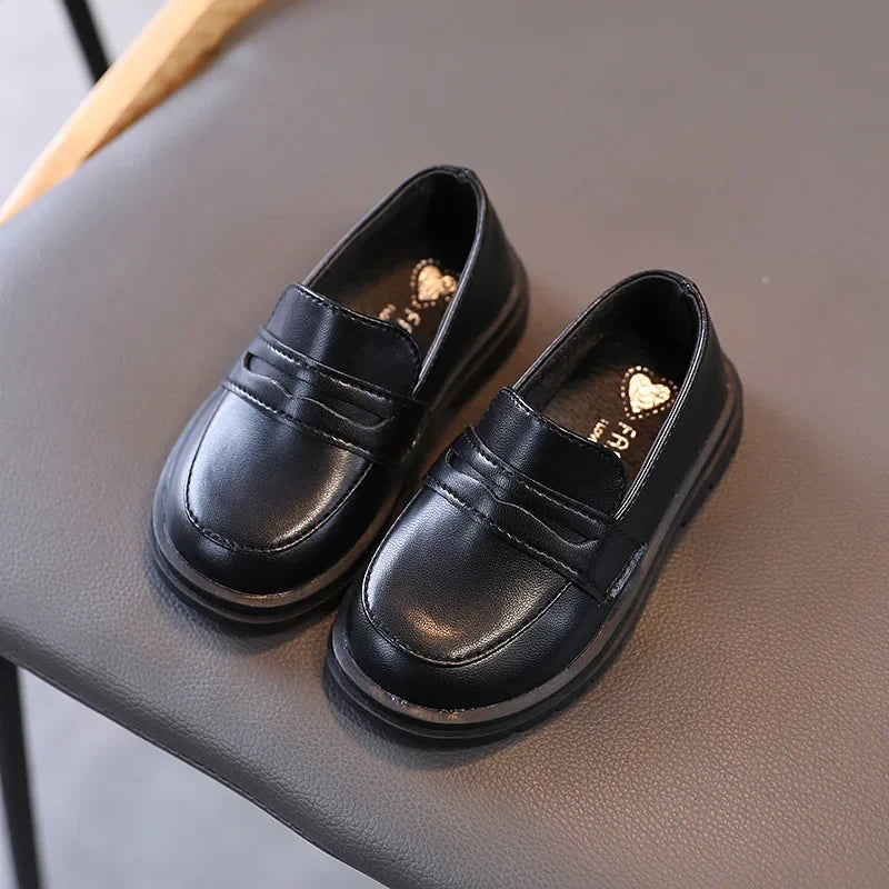 Kids PU Leather Loafers Slip-On School Flats for Boys & Girls - Casual Dress Shoes EU 21-36