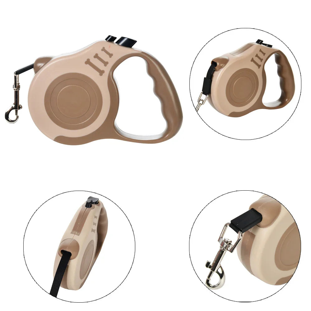Retractable Dog Leash 3m (10ft) / 5m (16ft) Nylon Quick-Release Leash for Small to Large Dogs — Walking, Hiking & Travel