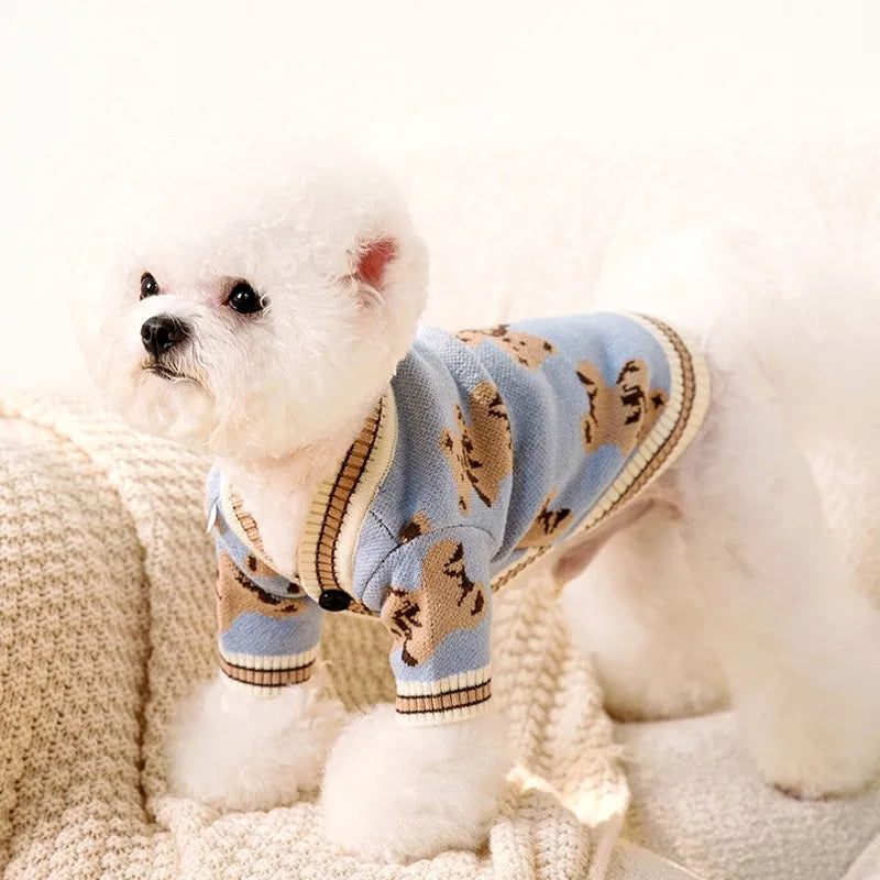 Striped Cotton Cardigan Sweater for Small Dogs & Cats – Warm Pet Coat for Chihuahua, Puppy, Kitten (XS-XL)
