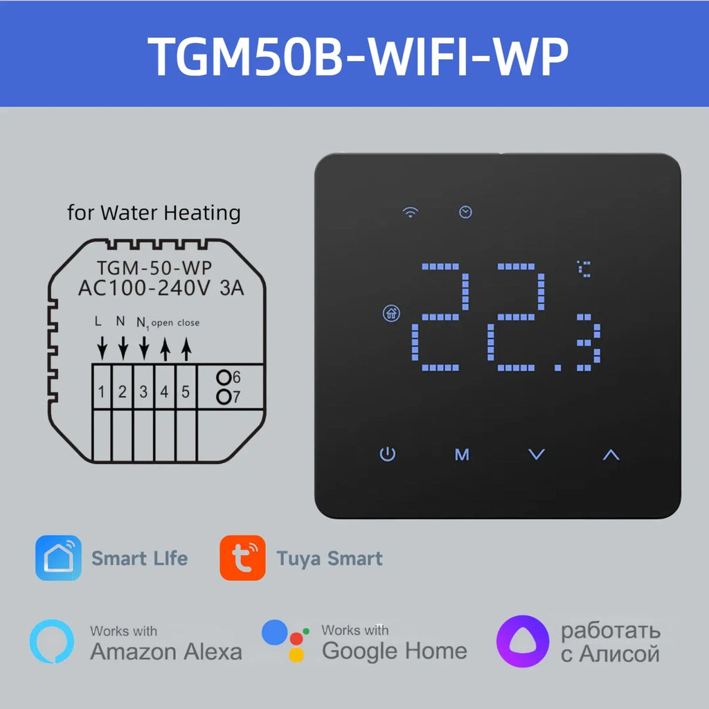 WiFi Smart Room Thermostat for Underfloor Heating — Tuya/Smart Life Compatible, Works with Alexa & Google Home