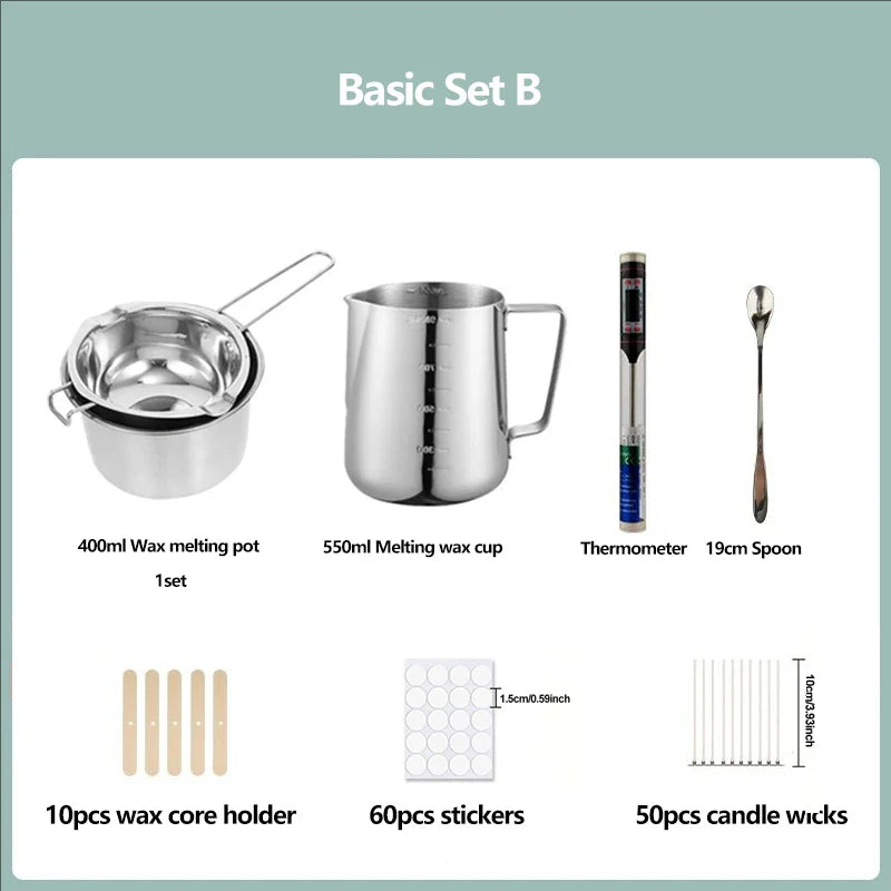 DIY Scented Candle Making Kit — Wax Melting Hot Plate, Pure Cotton Wicks, Molds & Pouring Pot