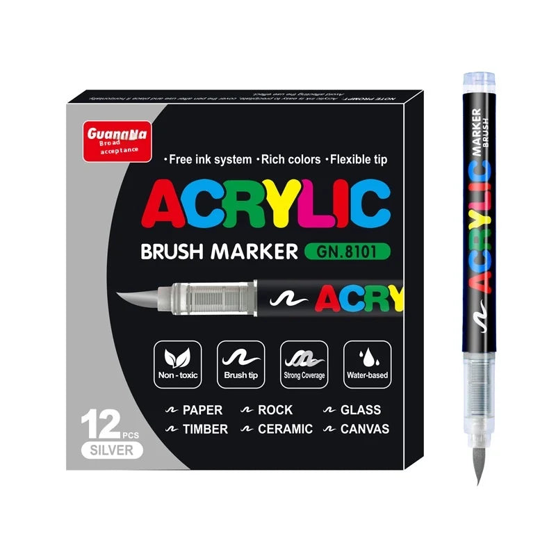 Acrylic Paint Pens Set - Multi-Tip Brush & Marker for Rock Painting, Stone & Ceramic Art (12 to 240 Colors)