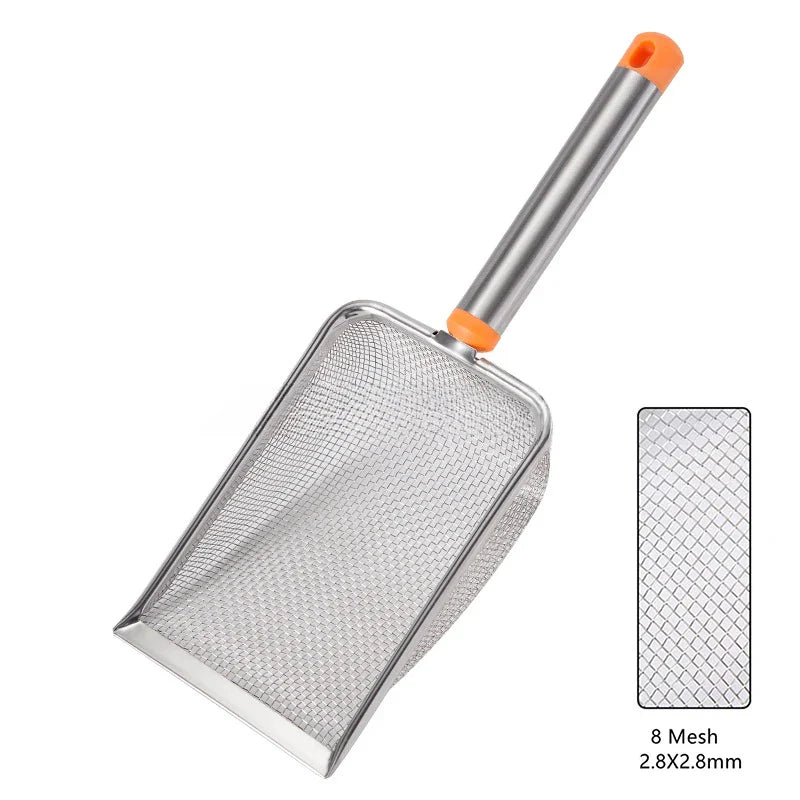 Stainless Steel Fine Mesh Cat Litter Scoop – Easy-Clean Non-Stick Shovel with Comfortable Grip