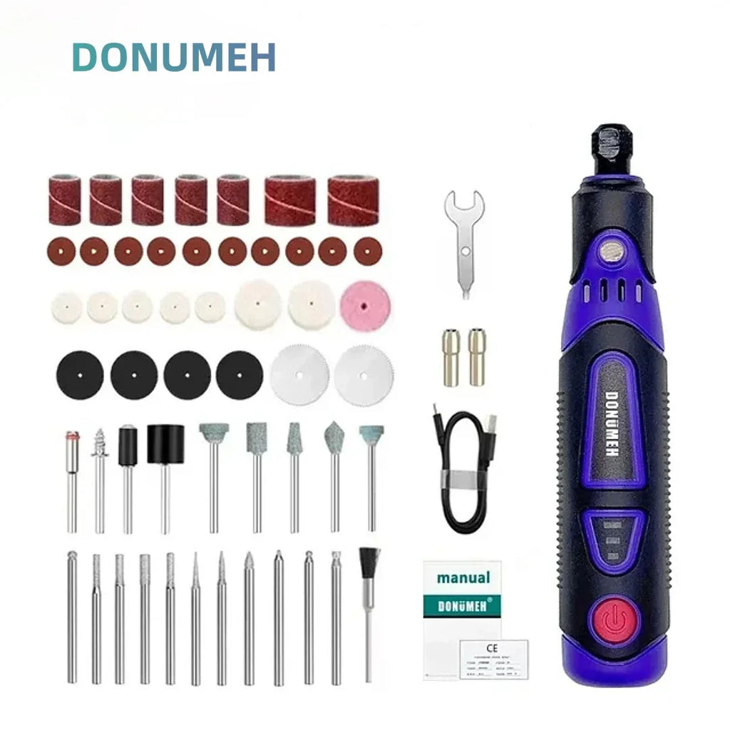 Mini Cordless Rotary Tool 3-Speed Grinder Engraving Pen USB-C 55-Piece Accessory Kit