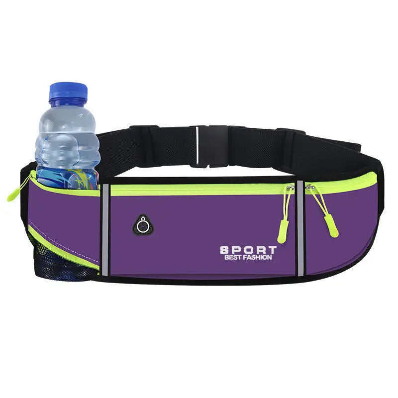 Lightweight Running Waist Bag with 3 Waterproof Pockets – Phone & 350ml Water Bottle Holder, Reflective, 41×11 cm (16.1×4.3 in)