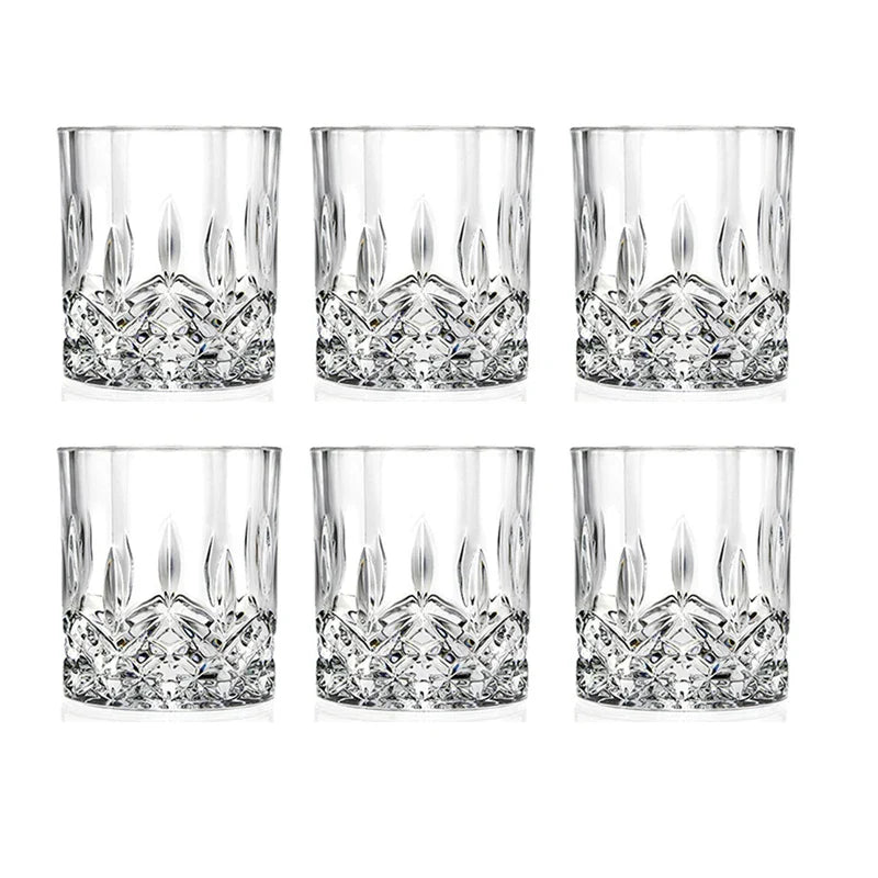 Embossed Crystal Whiskey Tumbler 230ml (7.8 fl oz) - Available in 1/2/4/6-Pack for Bar & Home