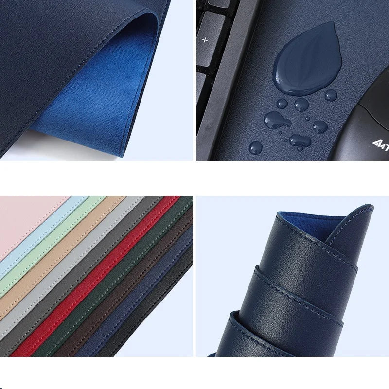 Large PU Leather Desk Pad Non-Slip Stitched Edge Office Mouse Pad and Desk Blotter