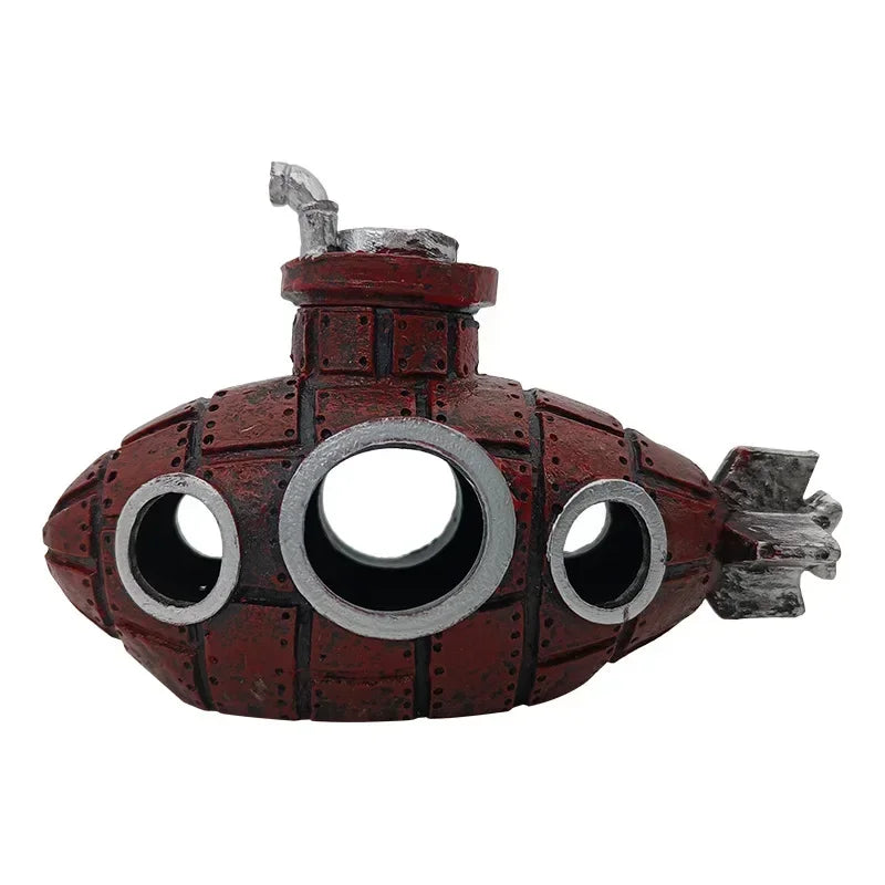 Resin Submarine Aquarium Ornament - Fish Tank Decoration & Shrimp Shelter (13 x 6 x 9 cm / 5.1 x 2.4 x 3.5 in) - Mini 5 x 3.3 x 2.3 cm (2.0 x 1.3 x 0.9 in)