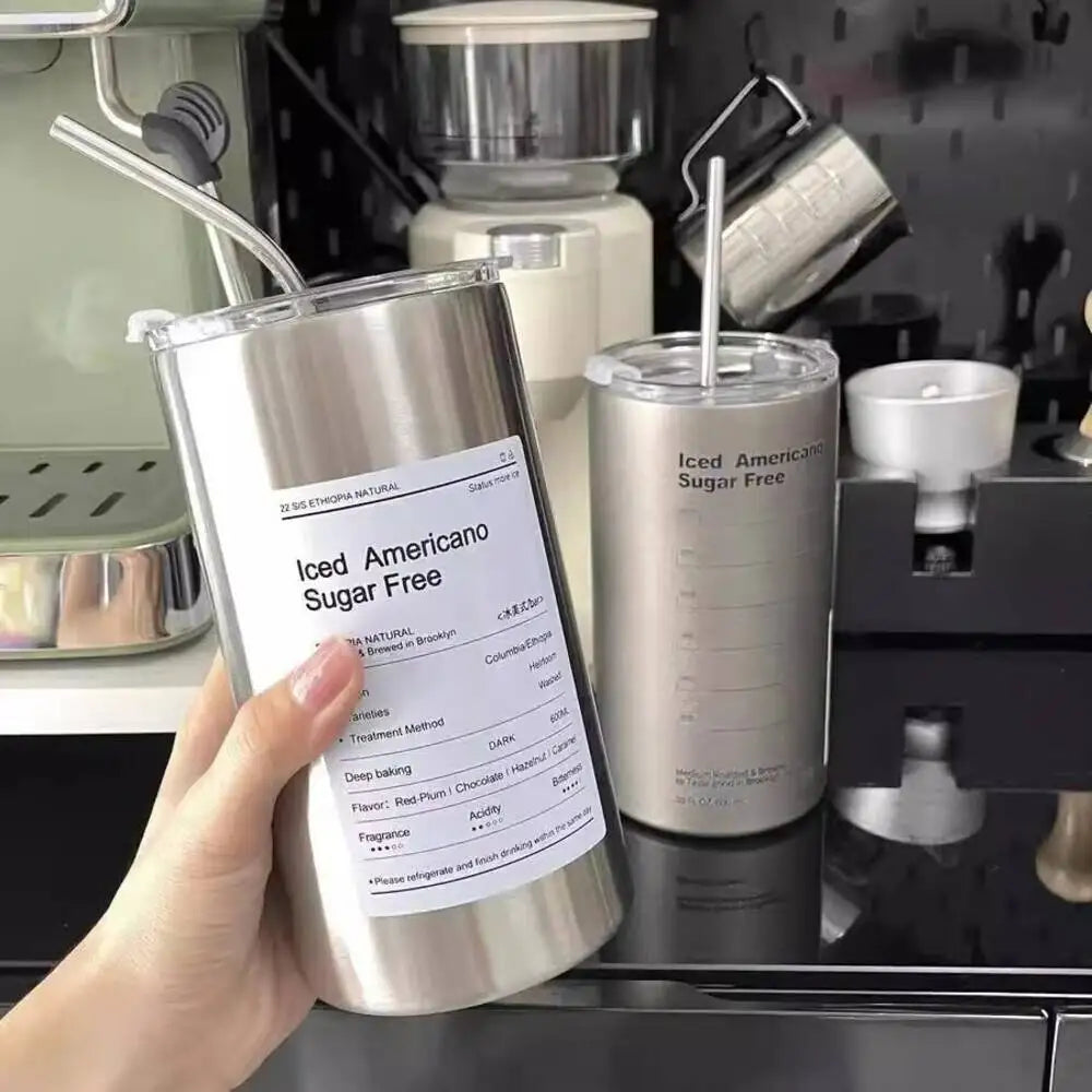 20 oz (591 ml) Insulated 304 Stainless Steel Tumbler with Straw and Lid, Vacuum Coffee Cup for Iced Drinks, Reusable