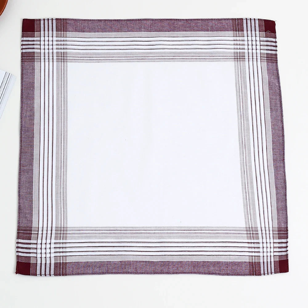 6-Pack Men's Yarn-Dyed Cotton Plaid Handkerchiefs – 43 x 43 cm (17 x 17 in) Pocket Squares for Wedding Favors, Groom Gifts & Sweat-Wiping