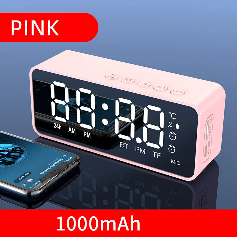 Portable Bluetooth Alarm Clock Speaker, FM Radio, TF Card & AUX, Mini Wireless Subwoofer Sound Box
