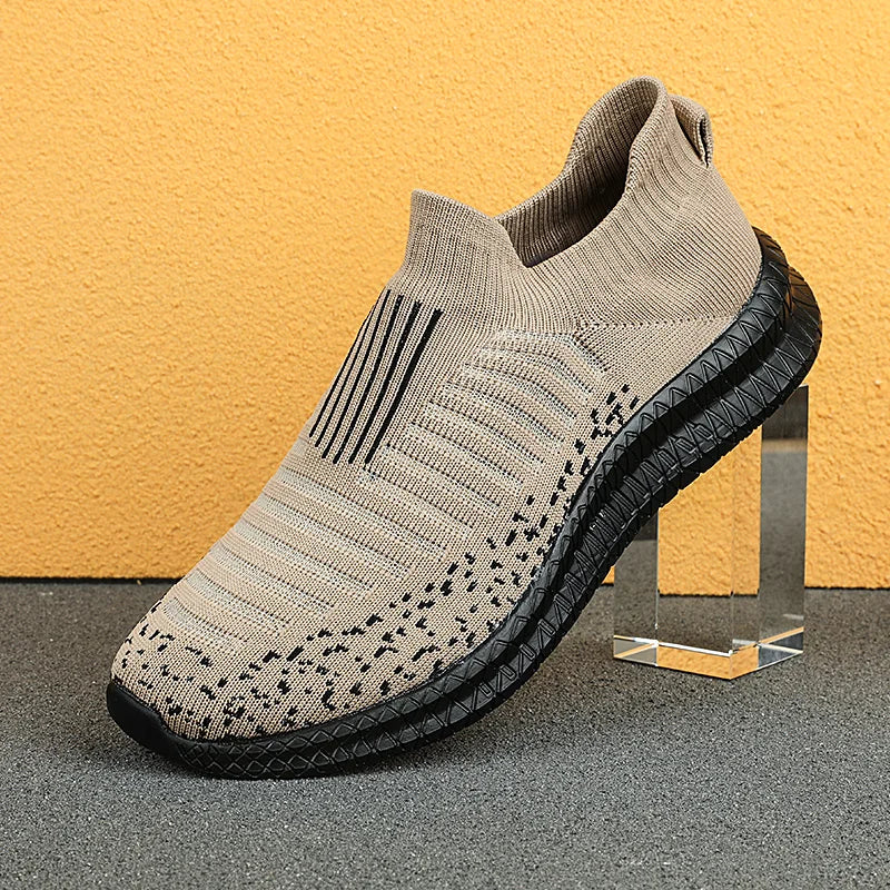 Breathable Men's Lightweight Slip-On Mesh Walking Sneakers - Non-Slip Vulcanized Sole