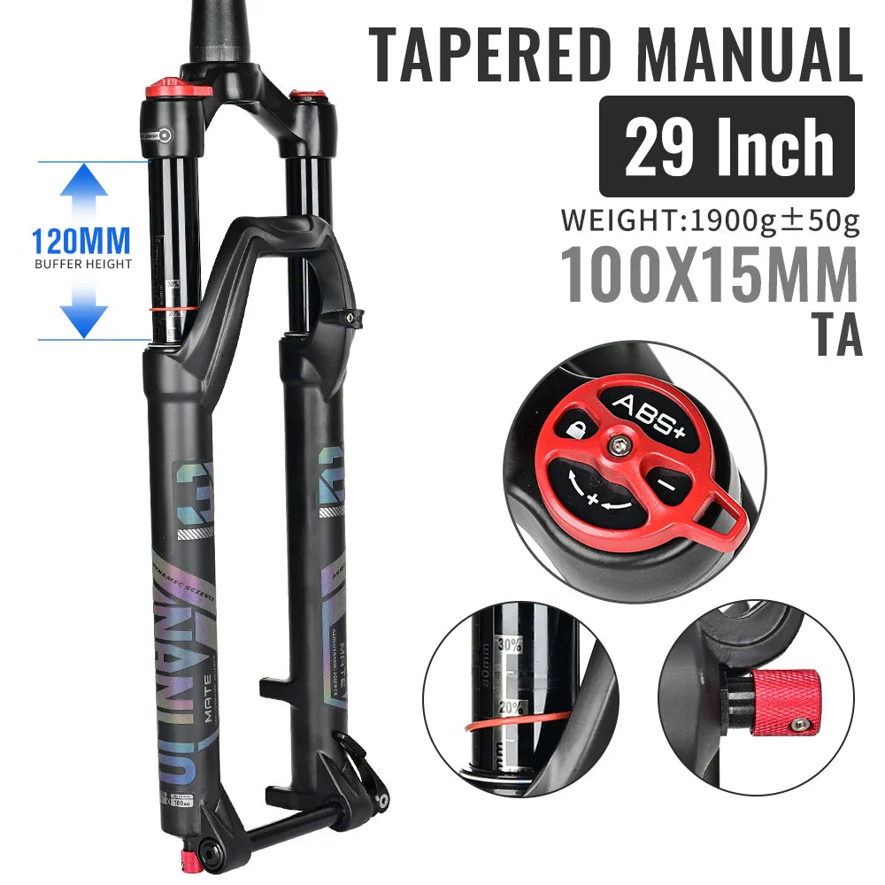 Air Suspension MTB Fork Rebound and Lockout Adjustment 26 / 27.5 / 29-Inch Straight or Tapered, 120mm (4.7in) & 140mm (5.5in) Travel