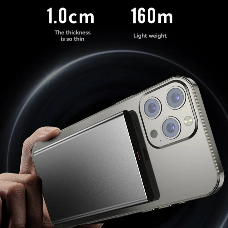 5000mAh Qi2 Wireless Power Bank Ultra Slim Magnetic Back-Clip Fast Charge Portable Battery for Smartphones