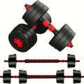 5–44 lb (2.3–20 kg) Adjustable Dumbbell to Barbell Set – Anti-Slip Grip Convertible Home Gym Barbell & Push-Up Stands