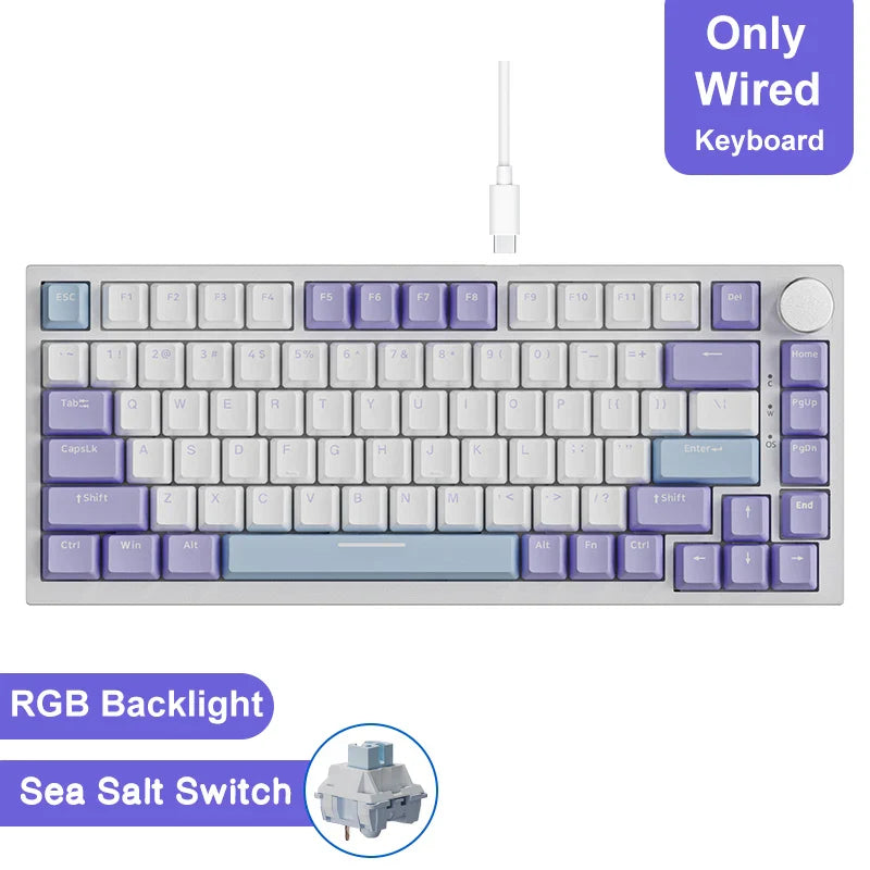 75% Hot-Swappable Mechanical Keyboard — Bluetooth 5.1, 2.4G Wireless & Wired USB-C, PBT Keycaps, RGB, Gasket Mount, Metal Volume Knob