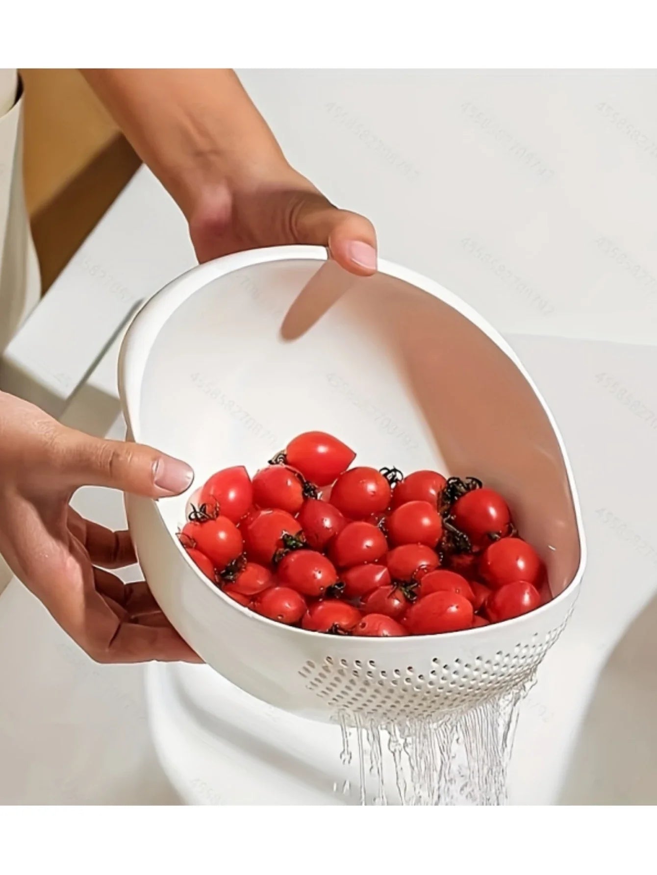 1-Piece Oval Rice Strainer Colander, Drainage Basket for Rice, Fruits & Vegetables