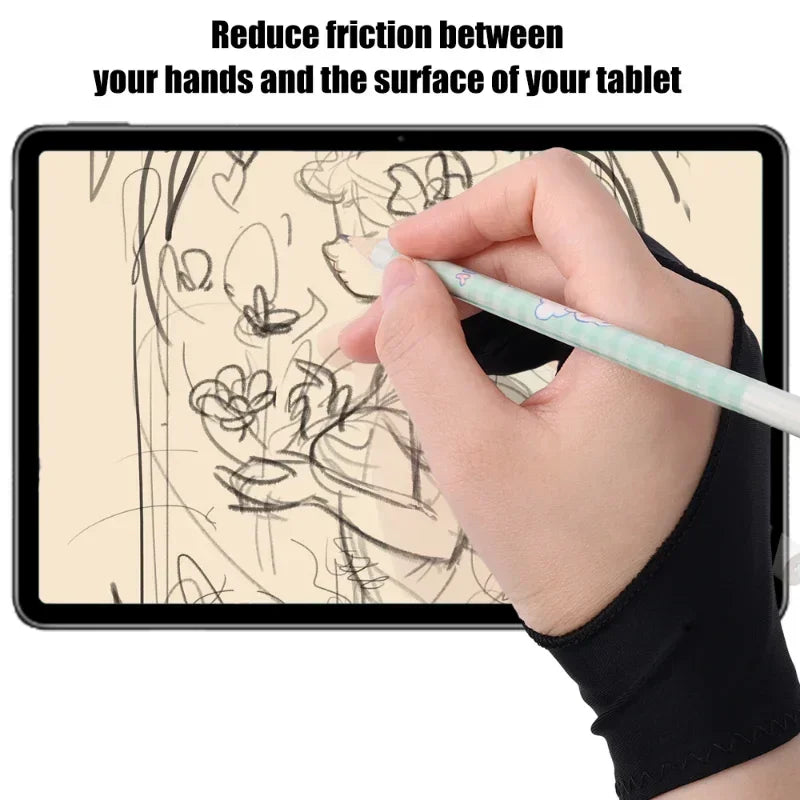 2-Finger Artist Drawing Glove for Tablet, Anti-Smudge Touchscreen Glove, Ambidextrous XS-S-M-L (14–18 x 19–22 cm / 5.5–7.1 x 7.5–8.7 in), 1/2/4-Pack