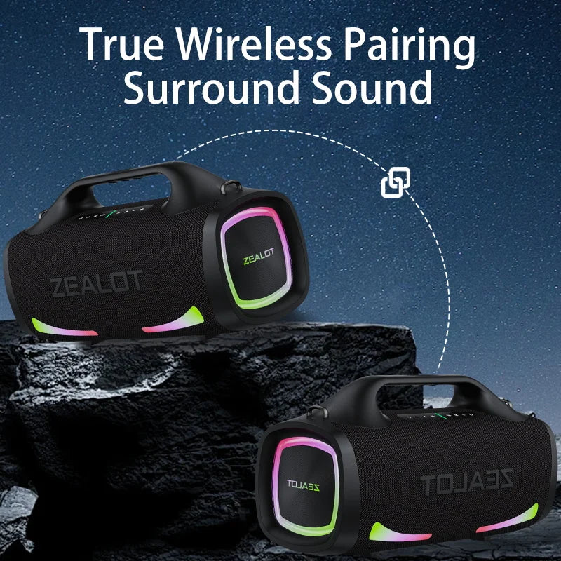 100W Wireless Bluetooth Portable Outdoor Speaker with Subwoofer, 24000mAh Fast-Charging, Dual Pairing, HiFi Bass, Waterproof