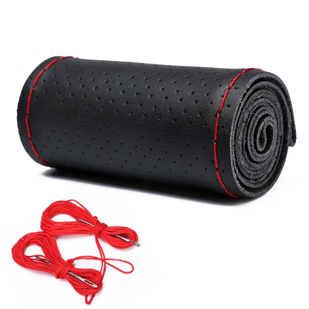 Universal Braided Microfiber Leather Steering Wheel Cover 15 in (38 cm) Wear-Resistant Grip