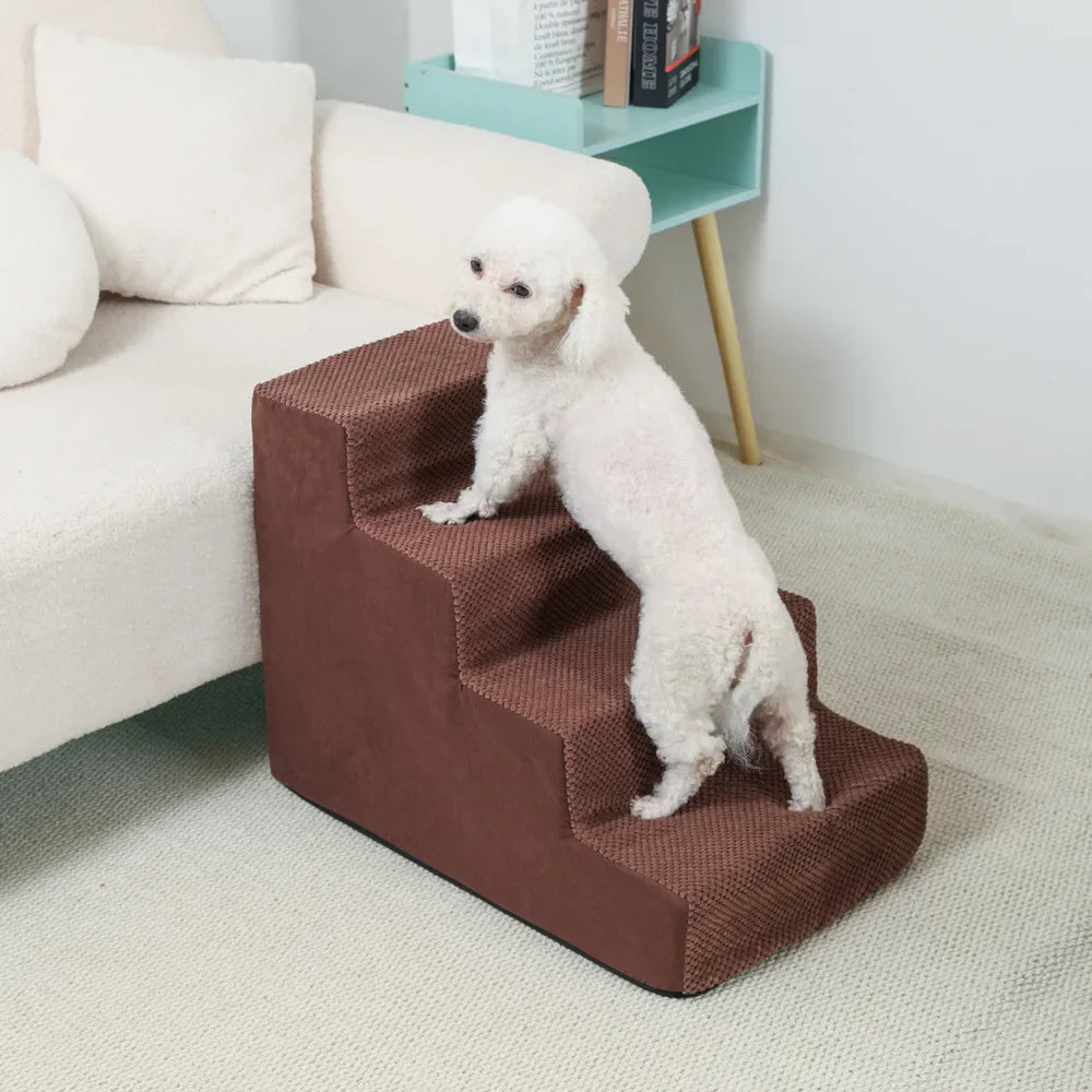 4-5-Step Memory Foam Dog & Cat Stairs with Removable Washable Cover – Pet Ramp Ladder