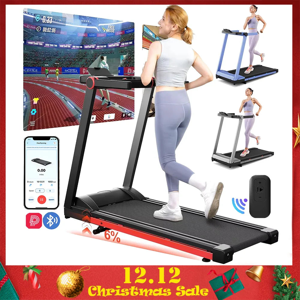 3.5HP Foldable Treadmill Walking Pad 350 lb (158 kg) Capacity 6% Incline 10 MPH/16 KPH LCD & App for Home Office