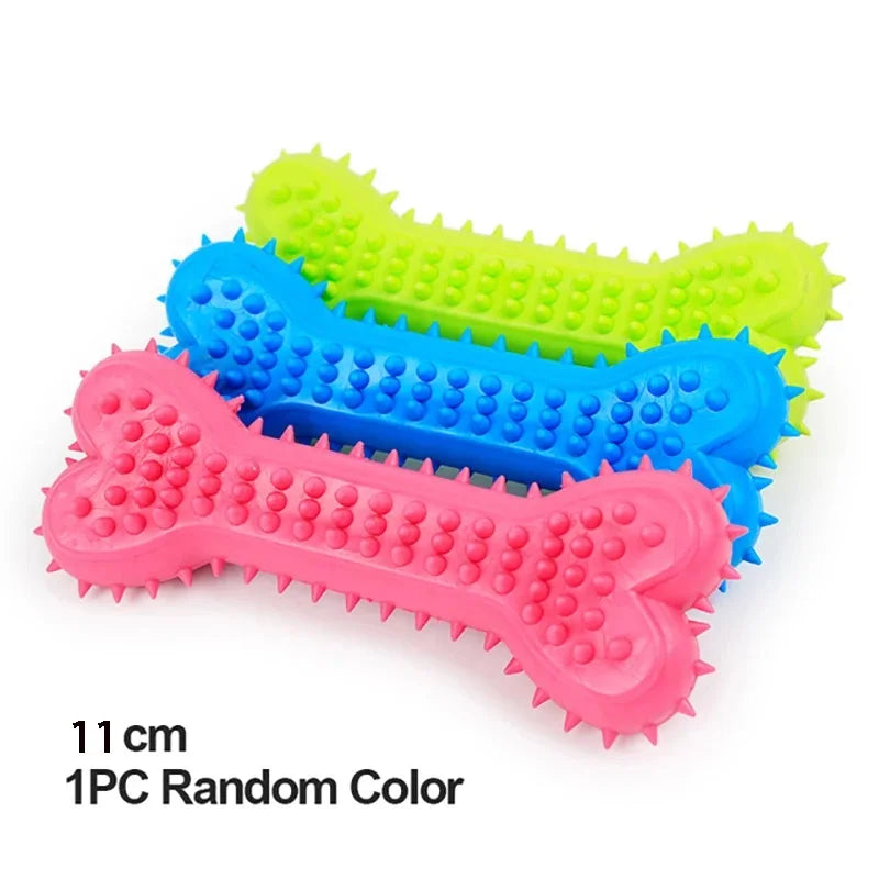 Bite-Resistant Rubber Spiked Dog Chew Toy for Small Dogs — Teeth Cleaning Squeaky Training Toy (1-Pack)