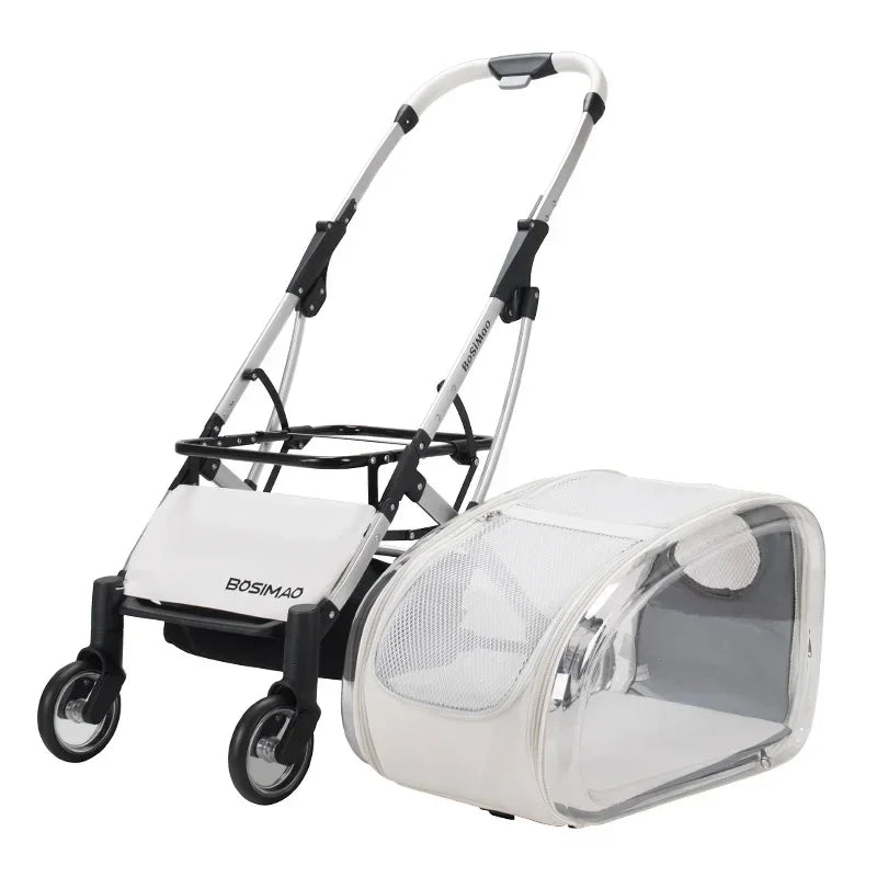 Transparent Foldable Pet Stroller for Small & Medium Dogs — Lightweight Detachable Dog Cart with Canopy