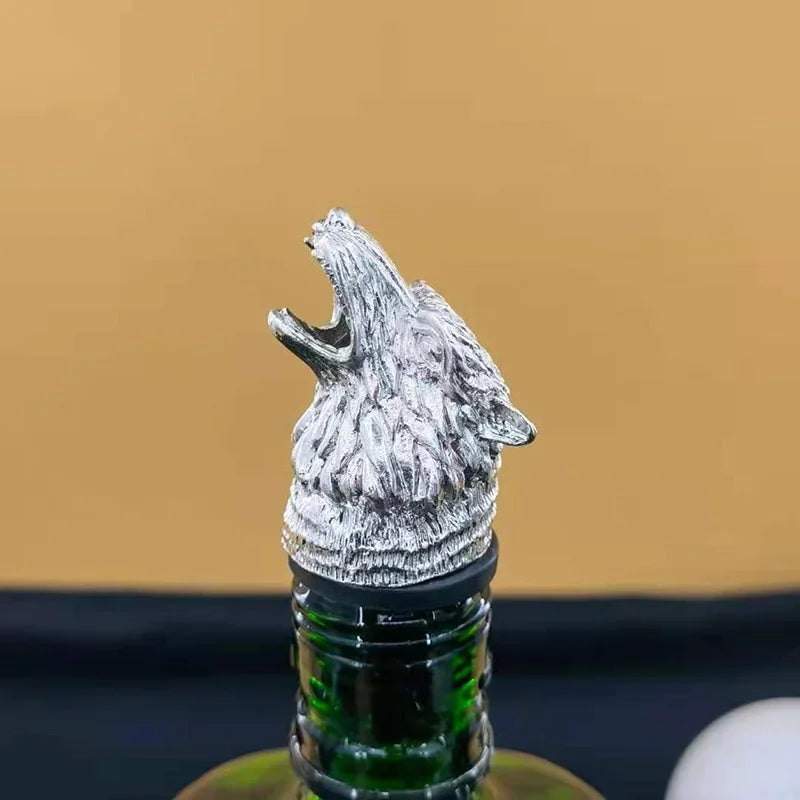Zinc Alloy Animal Head Wine Pourer - Decorative Bottle Pour Spout & Stopper (Deer, Elk, Lion, Leopard, Wolf, Eagle, Dragon)
