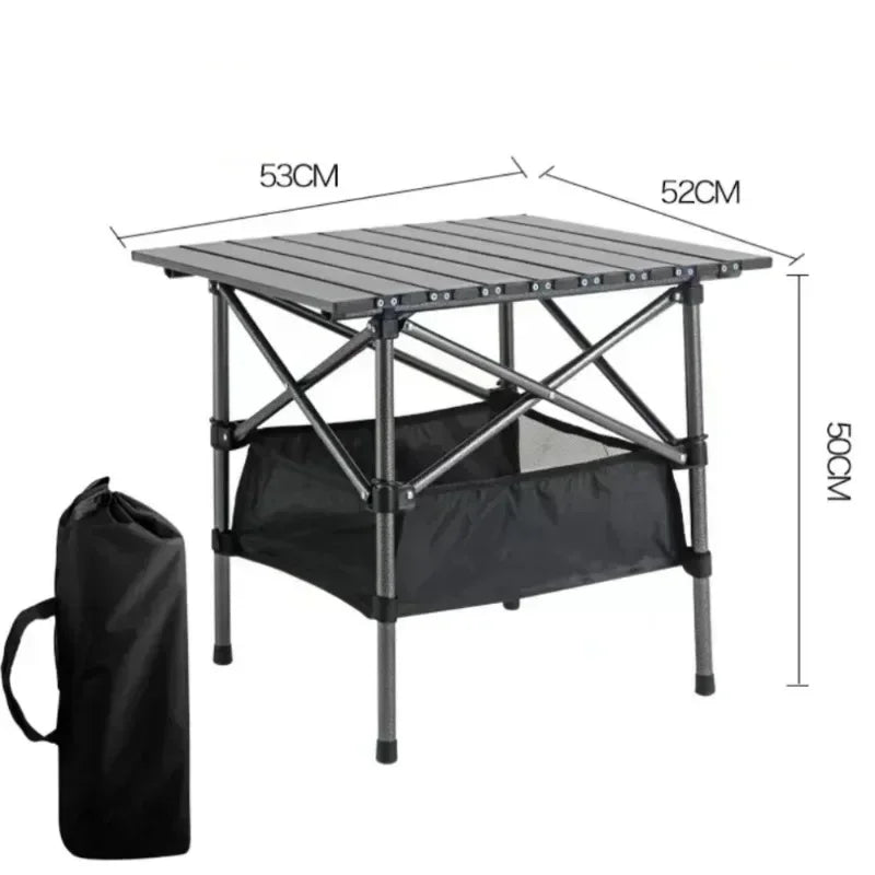 Portable Aluminum Alloy Folding Camping Table - Lightweight Roll-Up Picnic Table, Seats 6