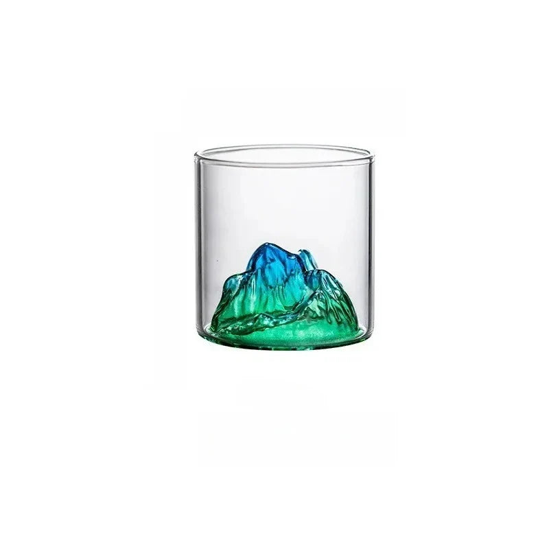 Snow Mountain 3D Glass Drinkware – Transparent Whiskey & Water Cup, Multipurpose, 180ml (6.1oz) & 300ml (10.1oz)