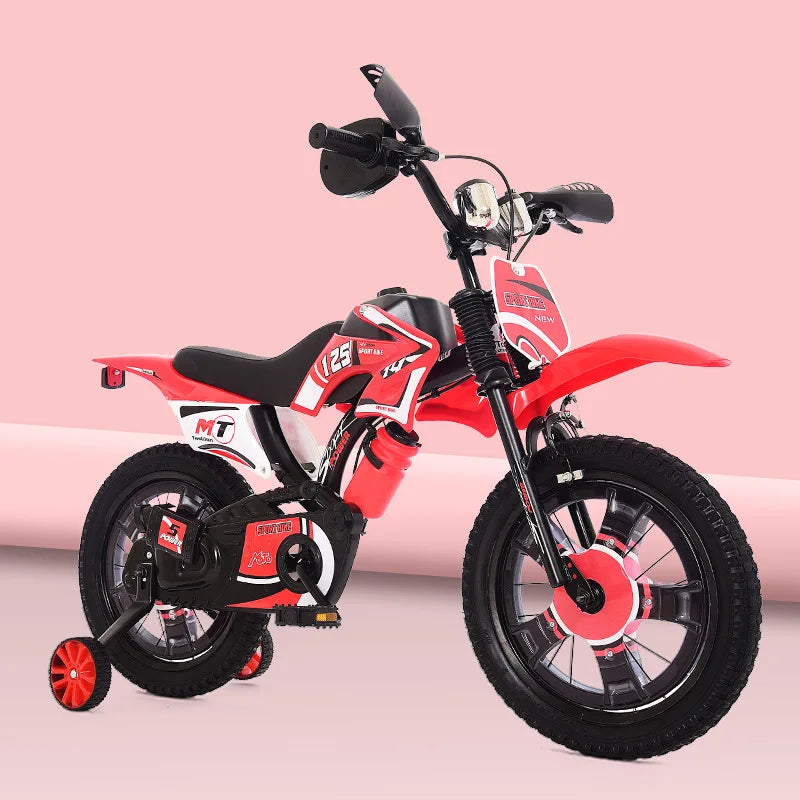 Children's Motorcycle-Style Bike — 12/14/16-Inch (30/36/41 cm) Metal Frame, Aluminum Fork, Double V Brake