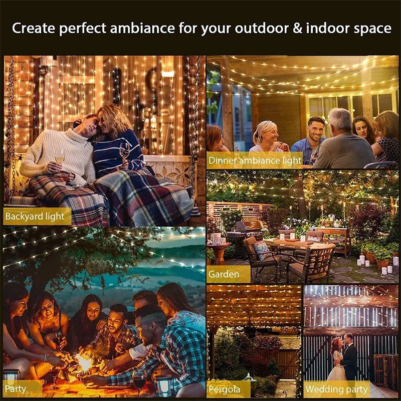 USB Copper Wire Fairy Lights 20m (65ft) 200 LED Outdoor String Lights – USB 5V Warm White & Multi-Color