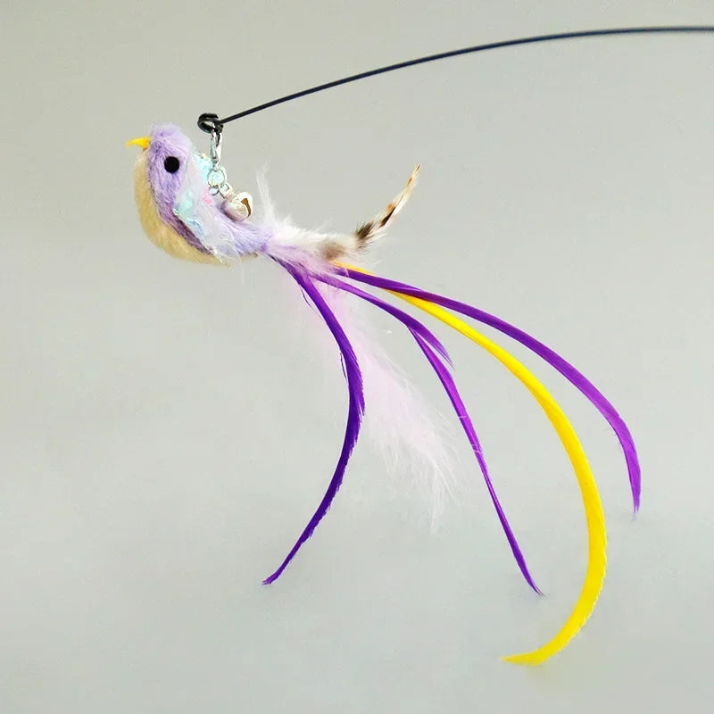 Interactive Cat Feather Toy Refill Kit – Feather Birds, Faux Worm & Foam Ball with Bell for Kittens