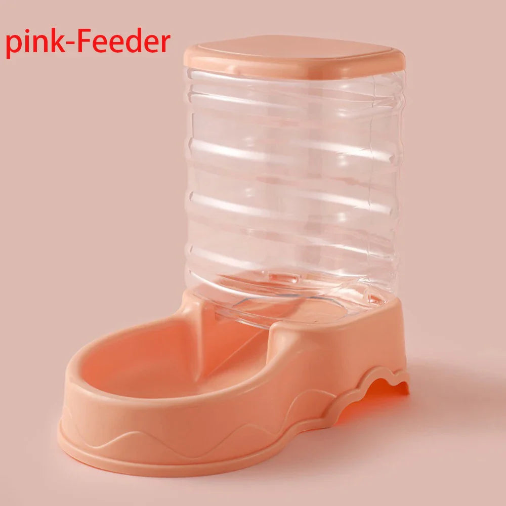 Gravity Pet Feeder and Water Dispenser for Cats and Small Dogs – Transparent PP Hopper, Pink, Blue, Gray
