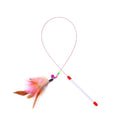 Interactive Cat Teaser Wand with Feather and Bell 35.4 in (90 cm) Metal Wire Rod — 1-Pack