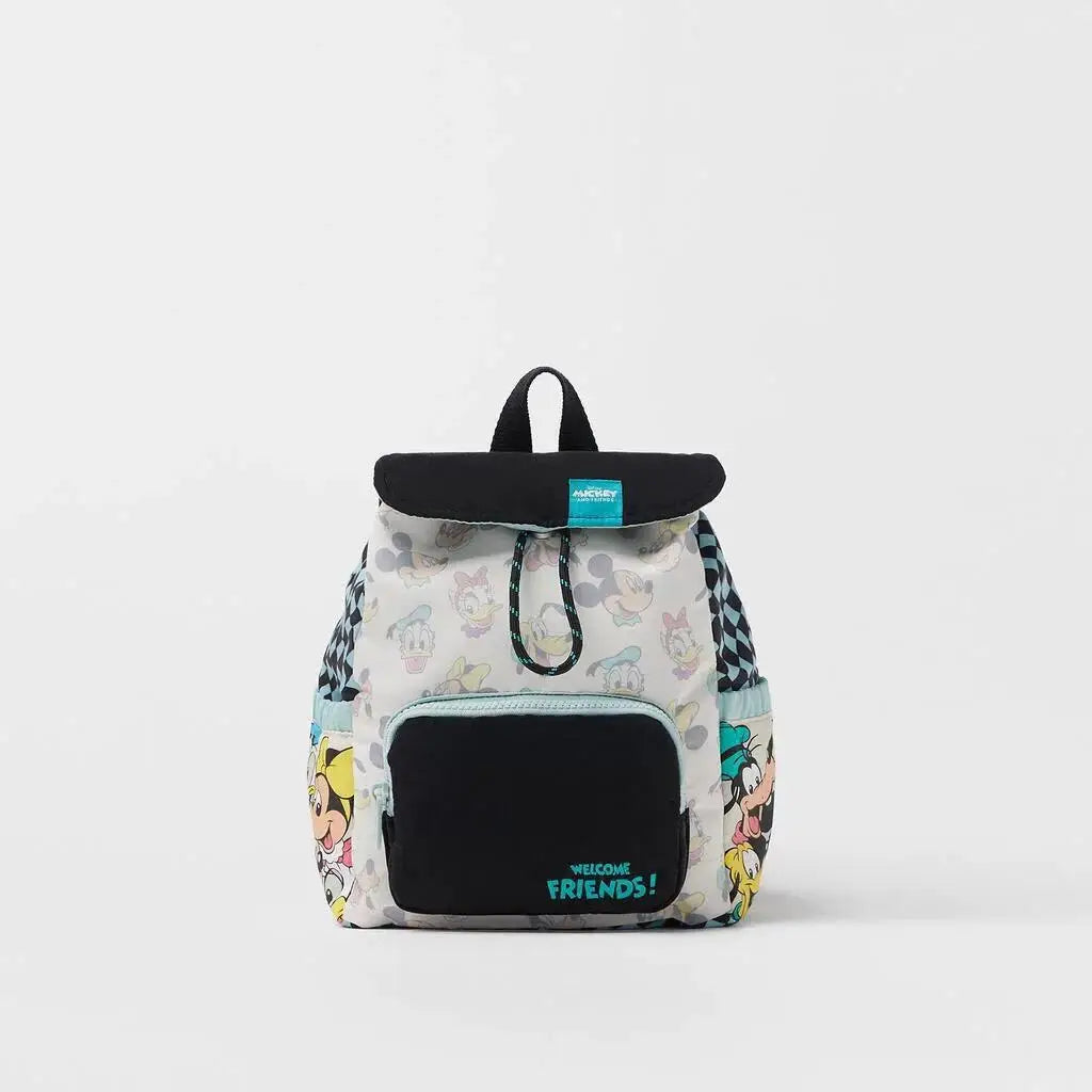 Cartoon Kids School Backpack for 4-6 Years, Nylon Zipper Two-Shoulder Bag