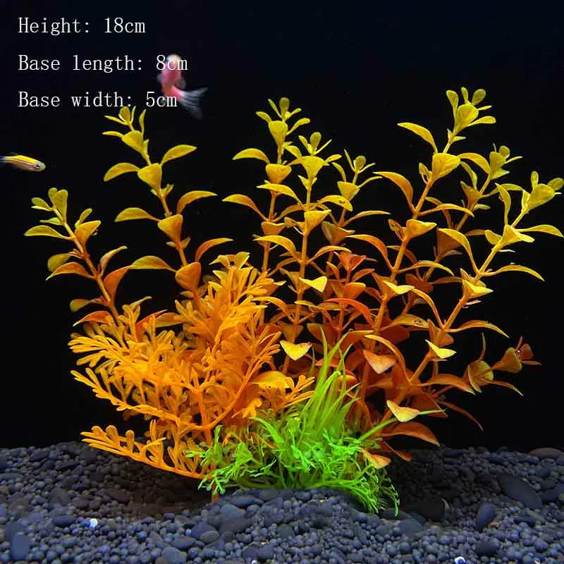 Artificial Aquarium Plants – Plastic Underwater Green Shrubs with Resin Base, Fish Tank Decoration