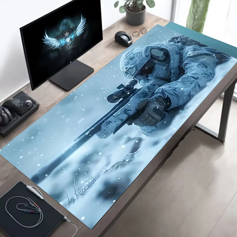 XXL Tactical Soldier Mouse Pad - Non-Slip Stitched Gaming Desk Mat for PC & FPS Gamers