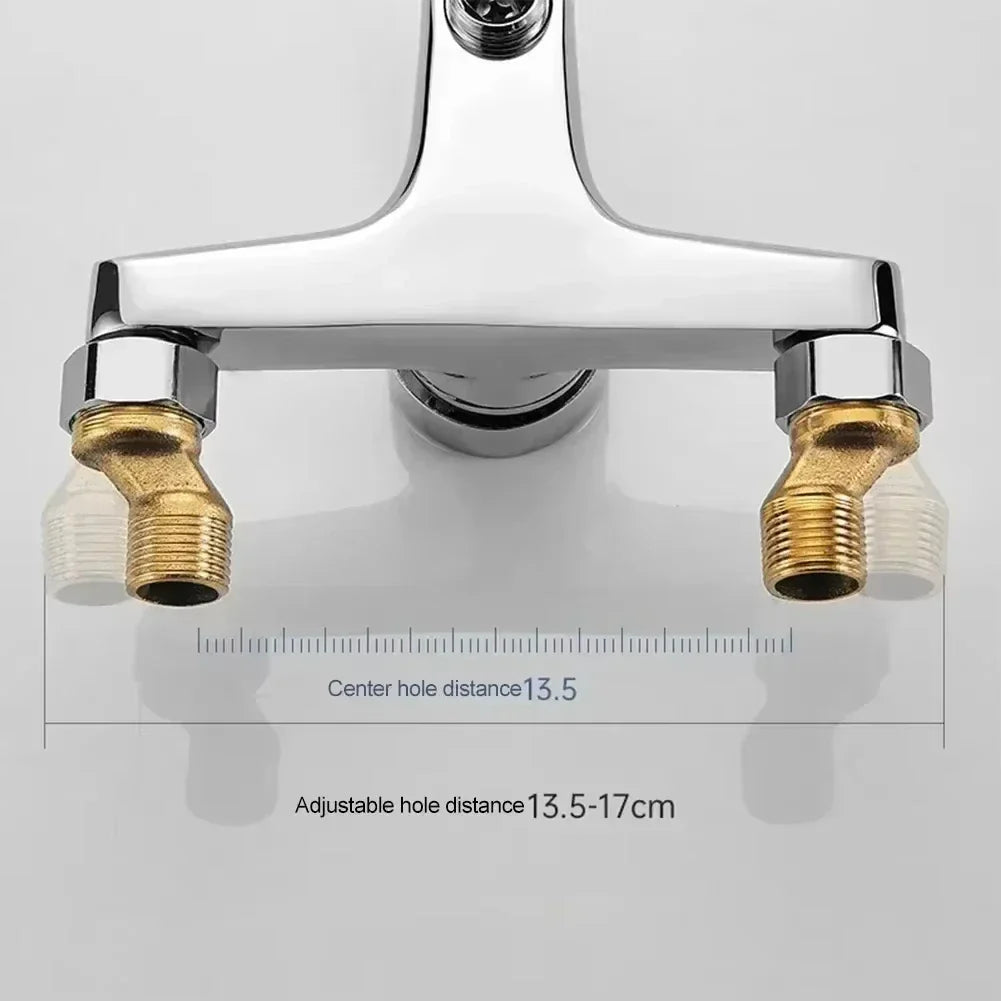 Wall-Mounted Chrome Basin Faucet – Dual Spout Mixer Tap, Zinc Alloy, Hot & Cold