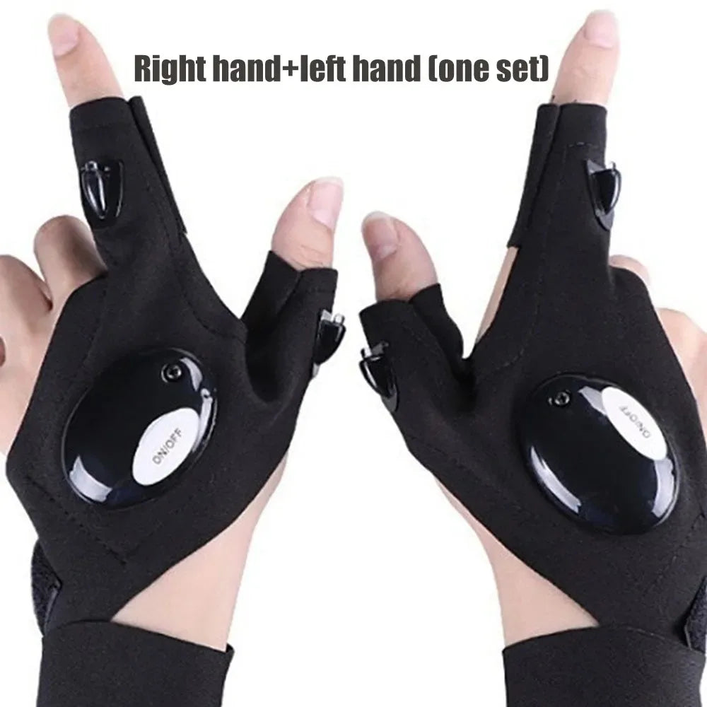 LED Fingerless Gloves for Fishing & Cycling – Light-Up Gloves with Built-In LED Lights for Night Outdoor Safety