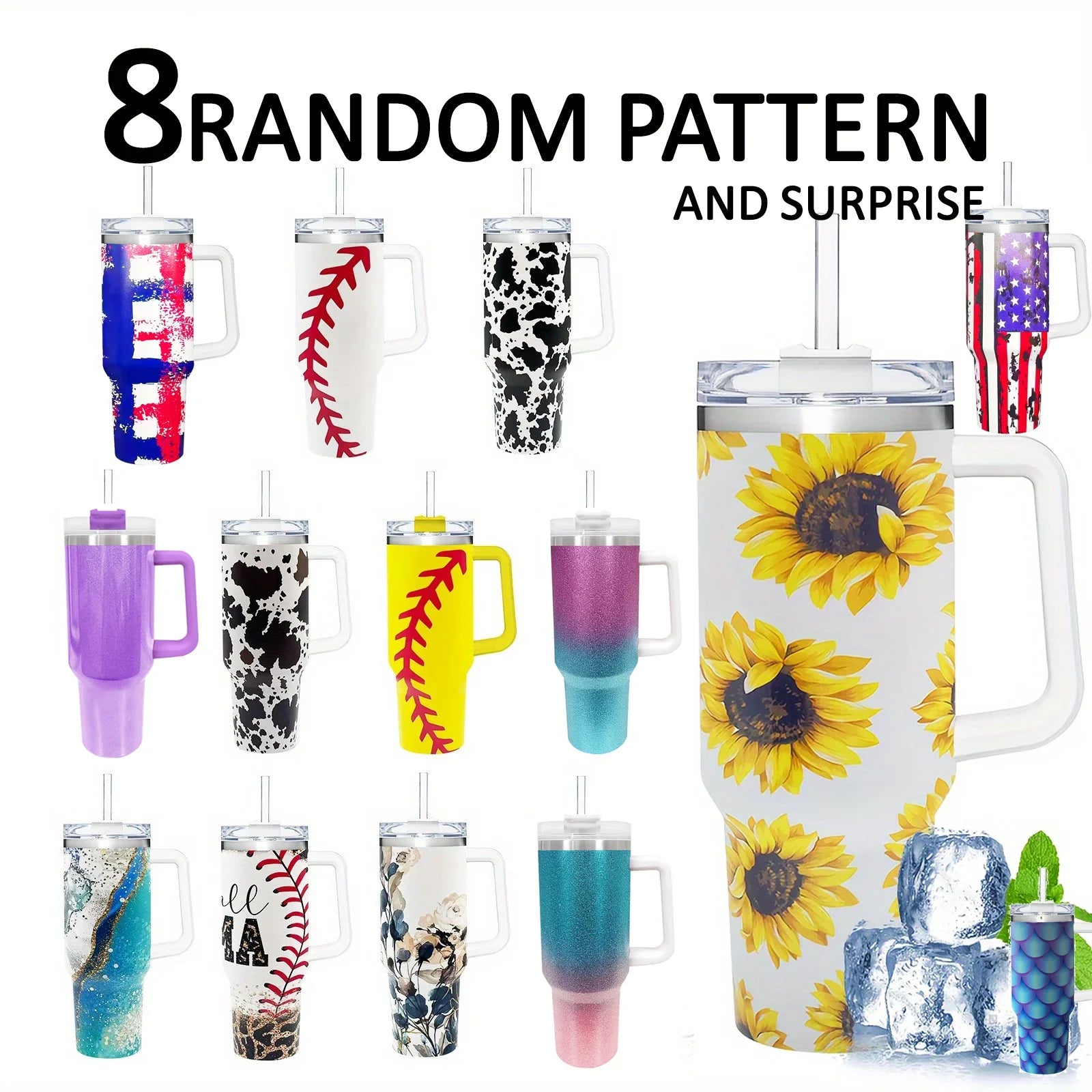 40oz Vacuum Insulated Tumbler with Handle & Straw Lid | Stainless Steel Travel Bottle