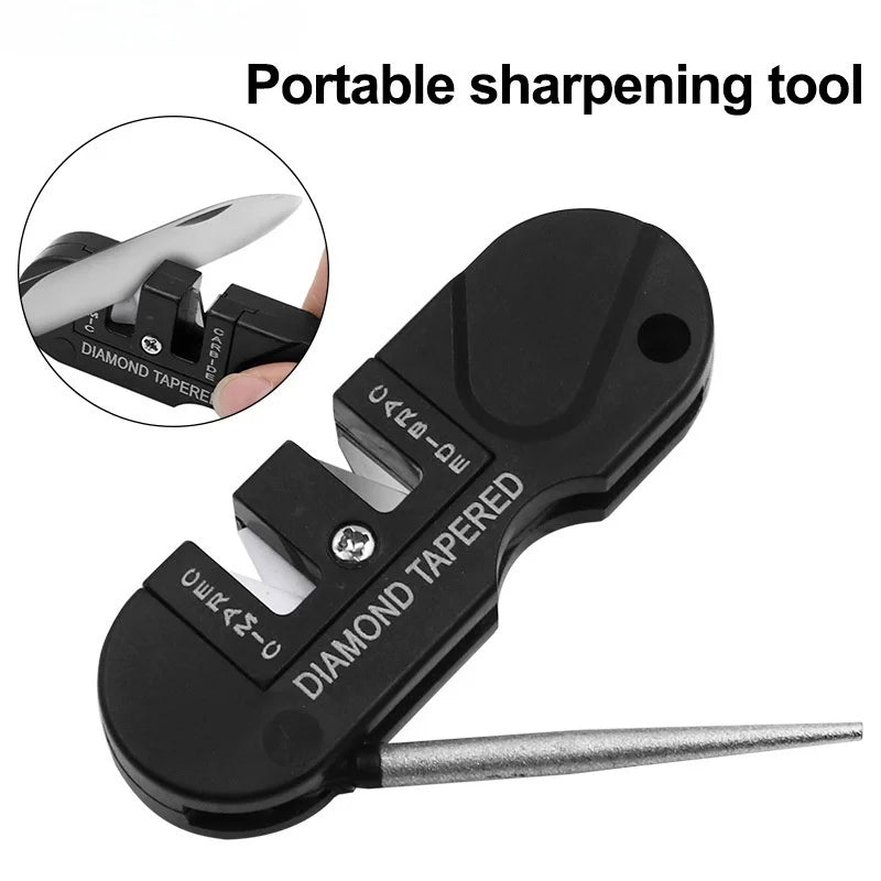 Portable Tungsten Carbide & Ceramic Knife Sharpener - Pocket Whetstone for Camping & Outdoor