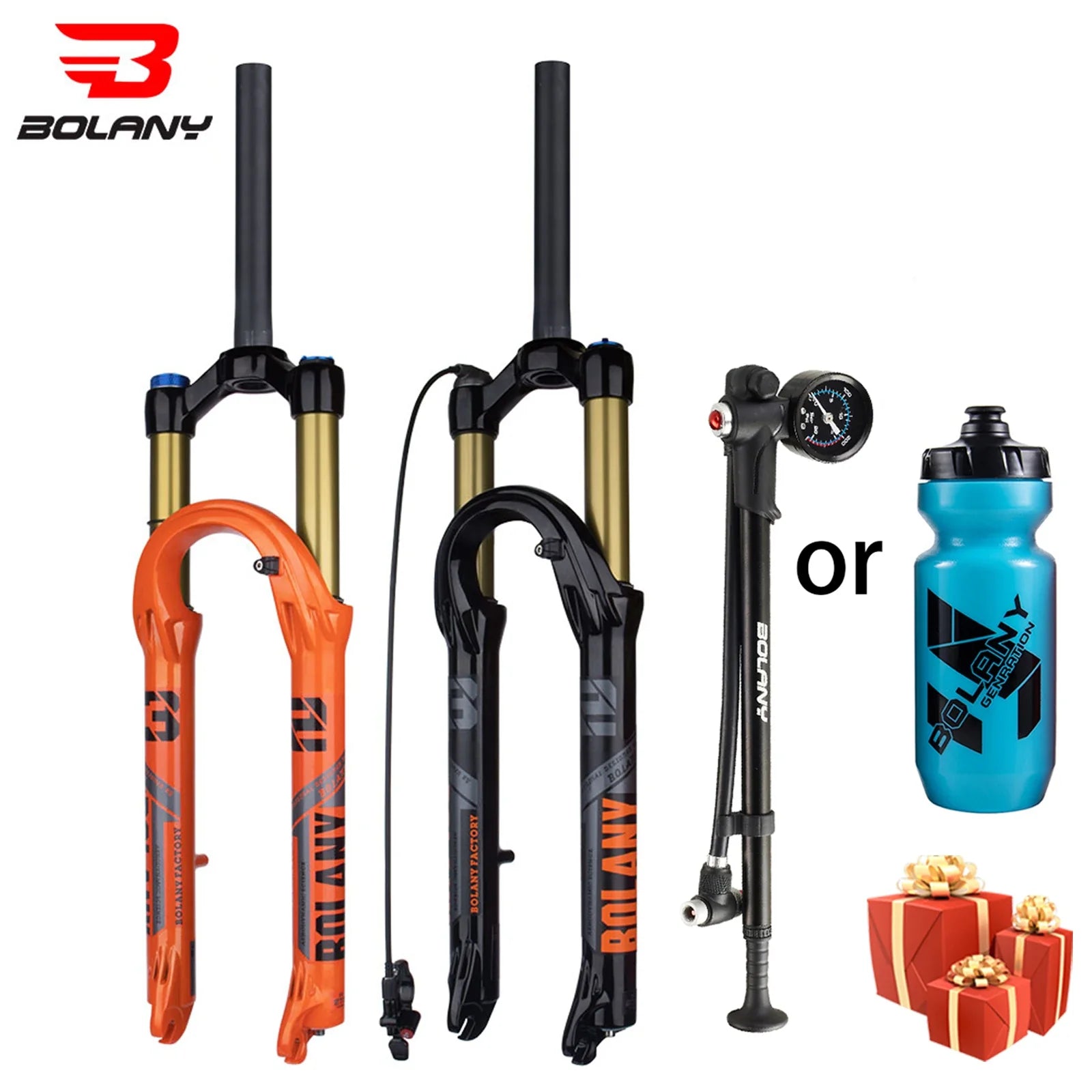 120mm (4.7in) Travel Mountain Bike Air Fork 27.5/29 in, 32mm (1.26in) Stanchion Magnesium Alloy Suspension - Orange