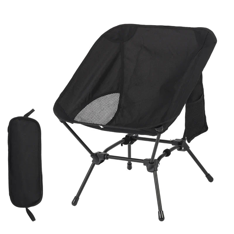Square Frame Beach & Fishing Stool - Four-Corner Folding Moon Chair, Lightweight Iron Tube Camping Seat