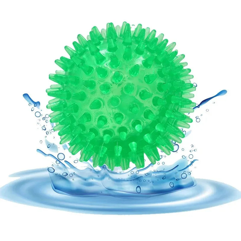 Squeaky TPR Spiky Chew Ball for Dogs & Cats — Dental Cleaning, Training & Fetch — 2.6 in (6.5 cm), 3.5 in (9 cm), 4.3 in (11 cm)