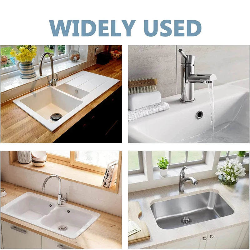 4-Pack Silver Plastic Sink Overflow Rings - Basin Drain Trim Plugs for Kitchen & Bathroom, Fits 22-24mm & 47-48mm